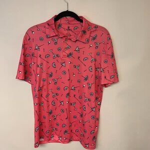 Chaps Womens Polo Size Small Pink Golf Resort Vacation Unique Novelty Print